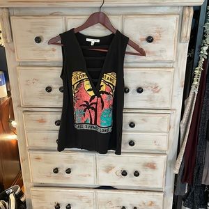 XS summer sunset express one eleven black tropical tank